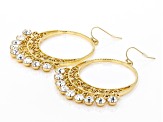 Gold Tone White Crystal Earrings