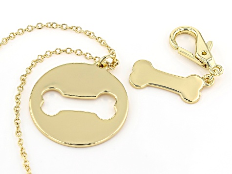 Gold Tone Dog Bone Necklace Matching Dog Tag Opw172 Jtv Com