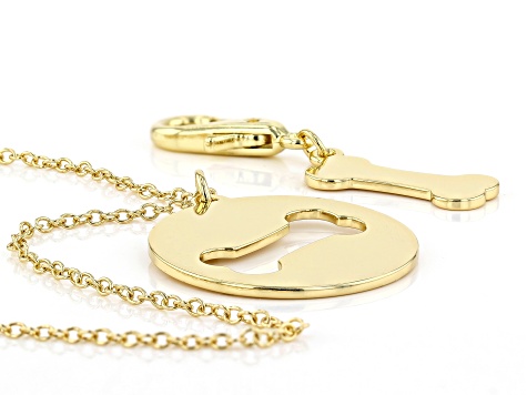 Gold-Tone With Double Dog Tag Ball Chain Necklace