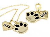 Gold Tone Dog Paw Necklace With Matching Pet Charm