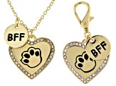 Pet Set Best Friends, Gold Tone Pet Heart Tag & BFF Charm Necklace