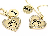 Pet Set Best Friends, Gold Tone Pet Heart Tag & BFF Charm Necklace