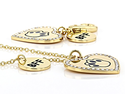 Pet Set Best Friends, Gold Tone Pet Heart Tag & BFF Charm Necklace