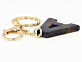 Blue Resin A Initial Gold Tone Key Chain