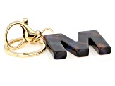Blue Resin M Initial Gold Tone Key Chain