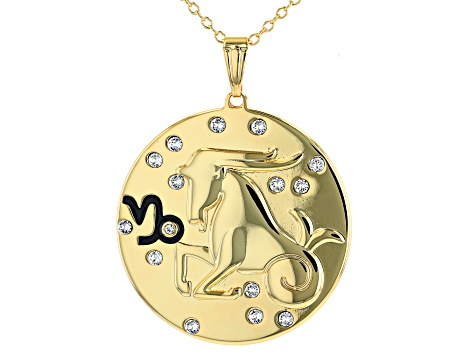 White Crystal Gold Tone "Capricorn" Necklace