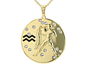 White Crystal Gold Tone "Aquarius" Necklace