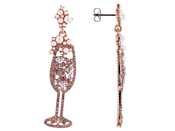 Picture of Multi Color Crystal Rose Tone Champagne Glass Earrings