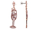 Multi Color Crystal Rose Tone Champagne Glass Earrings