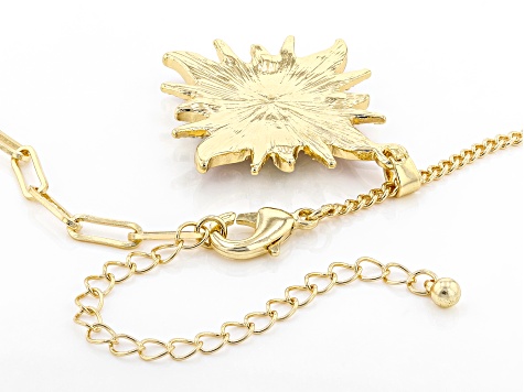 Multi-Color Crystal Gold Tone Starburst Necklace