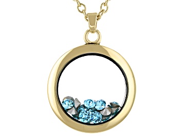 Picture of Blue Crystal March Birthstone Gold Tone Necklace