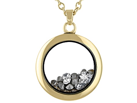 Colorless Crystal April Birthstone Gold Tone Necklace