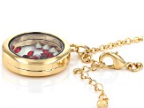 Raspberry Red Colored Crystal January Birthstone Gold Tone Necklace