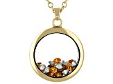 Yellow Crystal  November Birthstone Gold Tone Necklace