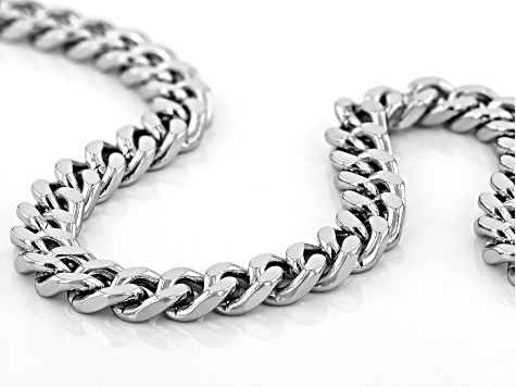 Silver Tone Mens Curb Link Chain Necklace