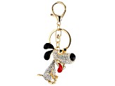 White Crystal with Red and Black Enamel Dog Key Chain