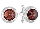 Silver Tone Red Color Crystal Cufflinks