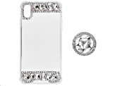 White and Iridescent Crystals iPhone XR Cell Phone Case with  Pop Socket