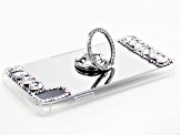 White and Iridescent Crystals iPhone XR Cell Phone Case with Pop Socket