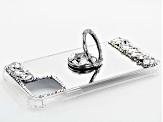 White and Iridescent Crystals iPhone 12 Cell Phone Case with Pop Socket