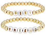Gold Tone Teen "Best Friends" Beaded Stretch Set of 2 Bracelets