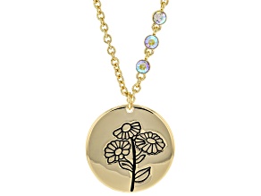 Gold Tone Clear Crystal Accent, Daisy Pendant W/ Chain