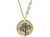 Gold Tone Clear Crystal Accent, Daisy Pendant W/ Chain