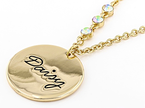 Gold Tone Clear Crystal Accent, Daisy Pendant W/ Chain