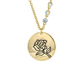 Gold Tone Clear Crystal Accent, Rose Pendant W/ Chain