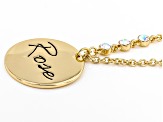 Gold Tone Clear Crystal Accent, Rose Pendant W/ Chain