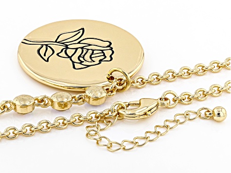 Gold Tone Clear Crystal Accent, Rose Pendant W/ Chain