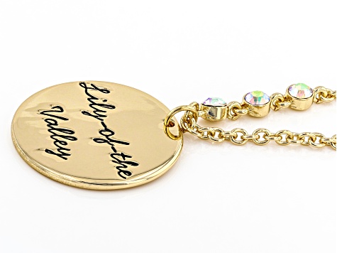 Gold Tone Clear Crystal Accent, Lily of the Valley Pendant W/ Chain