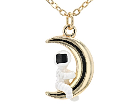 Gold Tone Astronaut Necklace - OPW275