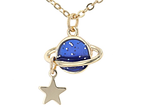 Gold Tone Planet Necklace
