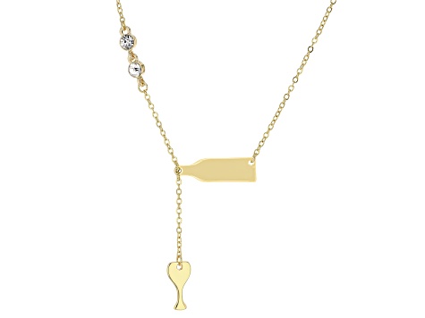 Gold Tone White Crystal Wine Bottle and Wine Glass Drop Necklace - OPW279 - Vimarsana News