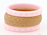 Pink and Brown Silicone Women's Set of 3 Rings