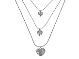 White Crystal Silver tone Heart Necklace