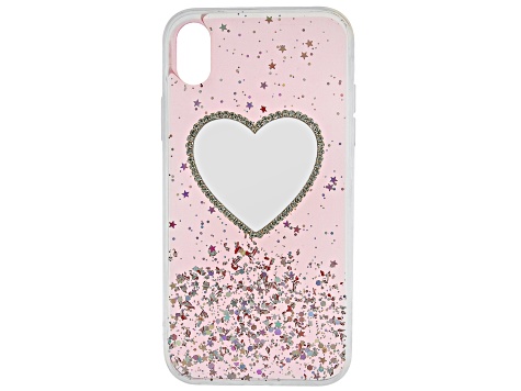 iPhone XR - White Crystal Pink Heart Cell Phone Case