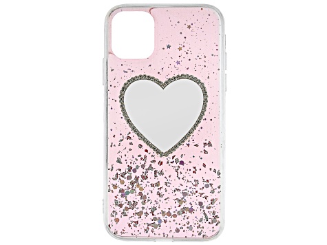 iPhone 11 - White Crystal Pink Heart Cell Phone Case