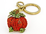 Orange Crystal Pumpkin Antique Bronze Tone Key Chain