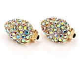 Iridescent Crystal Gold Tone Clip-On Earrings