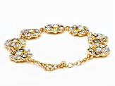 White Iridescent and Champagne Crystal Gold Tone Station Bracelet