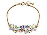 White Iridescent Crystal Gold Tone Bracelet