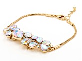 White Iridescent Crystal Gold Tone Bracelet