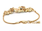 White Iridescent Crystal Gold Tone Bracelet