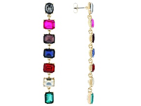 Multi Color Crystal Gold Tone Earrings