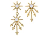 White Lab Created Moonstone Gold Tone Star Drop Earrings