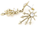White Lab Created Moonstone Gold Tone Star Drop Earrings