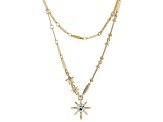 White Glass Gold Stardust 2-Strand Necklace