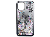iPhone 11 White Crystal Black and Floral Cell Phone Case